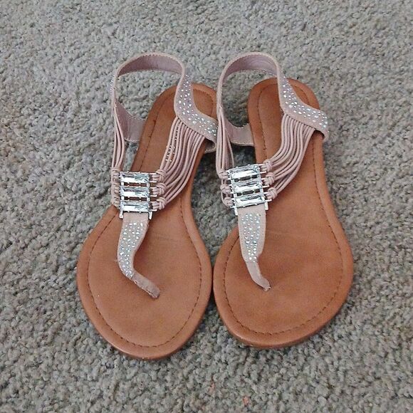 Madden Girl tan sparkle embellished sandals  Sz 7  EUC - Picture 2 of 6